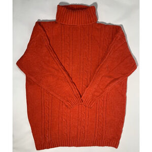 Vtg Casual Corner Red Cable Knit Turtleneck Sweater Women’s Size L Classic Top